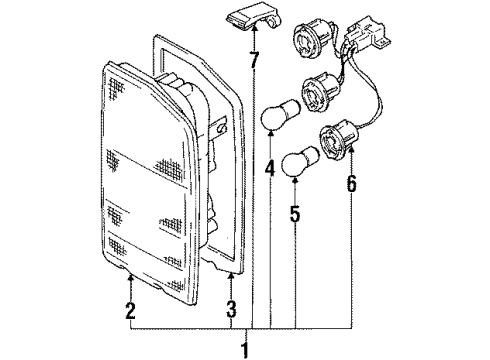 1994 Geo Tracker Combination Lamps Socket Diagram for 96062647