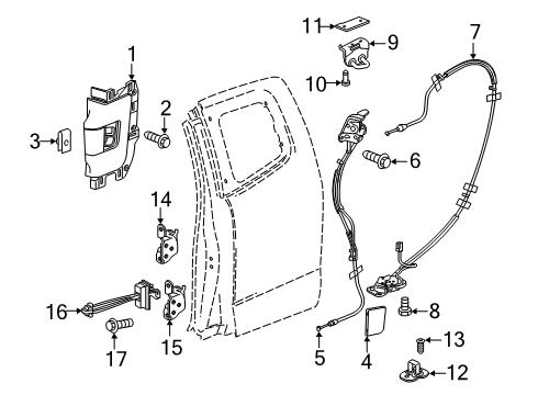 2019 GMC Canyon Rear Door Lower Latch Bolt Diagram for 11546703