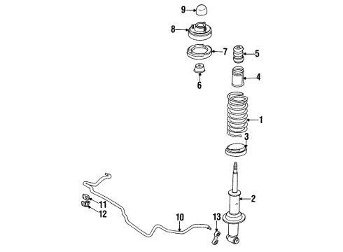 1988 BMW 735i Rear Suspension Components, Stabilizer Bar Coil Spring Diagram for 33531131886