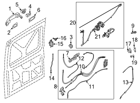 2021 Ford Transit-350 Lock & Hardware Release Cable Diagram for CK4Z-61264A64-C