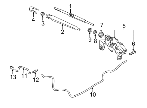 2015 Hyundai Santa Fe Lift Gate - Wiper & Washer Components Bolt & Rubber Assembly-Mounting Diagram for 98716A4000