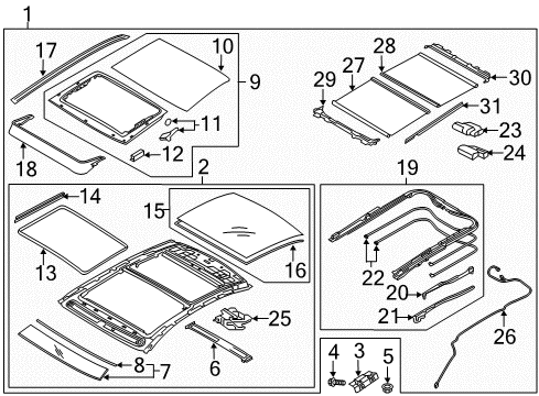 2018 Genesis G80 Sunroof Carriage Assembly-RH Diagram for 81678-B1000