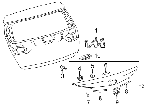 2016 Scion iM Lift Gate Nameplate Diagram for 75442-12B50