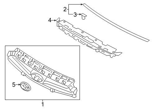 2014 Hyundai Genesis Coupe Grille & Components Upper Radiator Grille Assembly Diagram for 86350-2M310