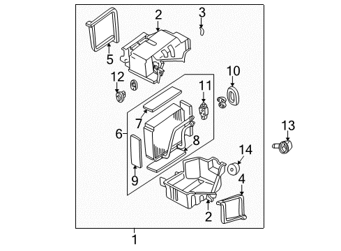 1997 Nissan Pathfinder A/C Evaporator Components Case Assy-Cooling Unit Diagram for 27284-0W011