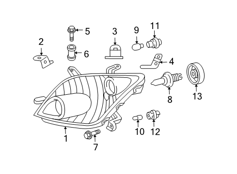 2004 Scion xA Bulbs Headlamp Bulb Cover Diagram for 81139-52010