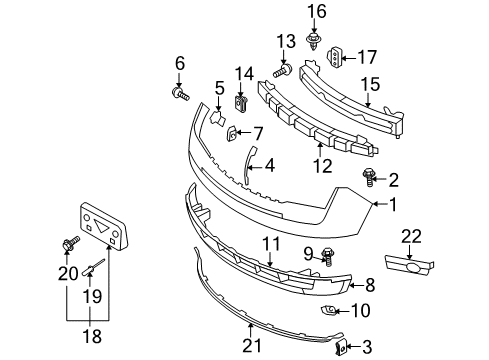 2009 Lincoln MKX Front Bumper Bumper Grille Diagram for 7A1Z-17K945-A