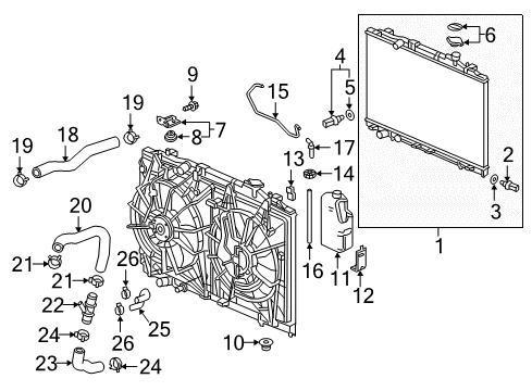 2018 Honda Odyssey Powertrain Control Clip, Water Hose Diagram for 19512-5A2-A01