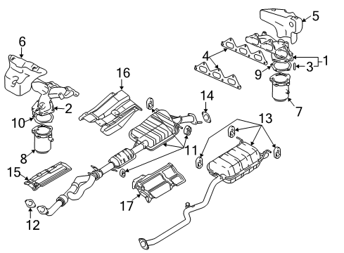 2004 Hyundai Santa Fe Exhaust Components, Exhaust Manifold Catalytic Converter Diagram for 2853038760