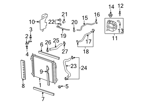 2009 Saturn Vue Radiator & Components Engine Coolant Recovery Tank Hose Diagram for 19130288