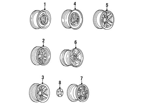 1990 Chevrolet Camaro Wheels Wheel Rim, 16X8 Diagram for 10121083