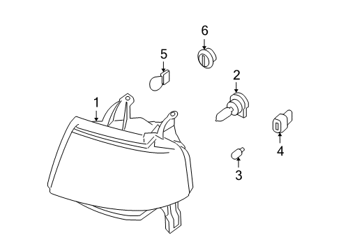 2006 Ford Freestyle Headlamps Composite Assembly Diagram for 6F9Z-13008-A