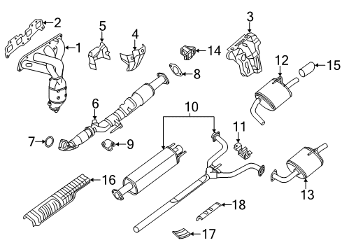 2013 Nissan Altima Exhaust Components, Exhaust Manifold Exhaust, Main Muffler Assembly Diagram for 20110-3TA0A