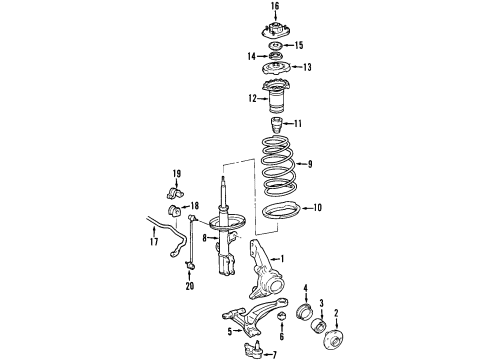 2000 Toyota Sienna Front Suspension Components, Lower Control Arm, Stabilizer Bar Stabilizer Bar Diagram for 48811-AE010