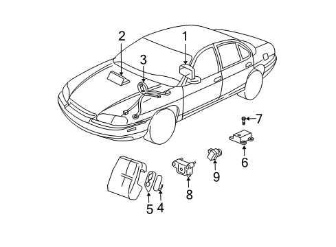 2004 Chevrolet Monte Carlo Air Bag Components Coil Kit, Inflator Restraint Steering Wheel Module (Dual Stage) Diagram for 26089982