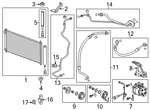 2012 Honda Civic Air Conditioner Pipe, Receiver Diagram for 80341-TR0-A02