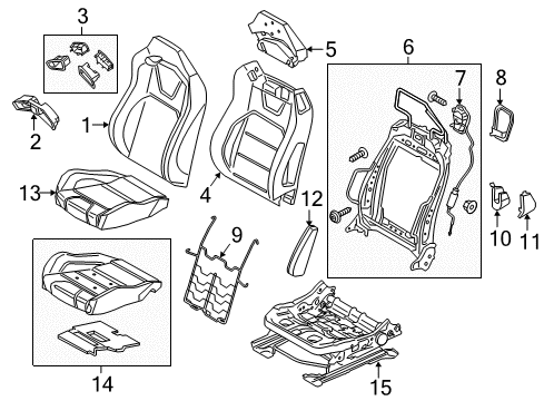2015 Ford Mustang Front Seat Components Headrest Diagram for FR3Z-63611A08-A