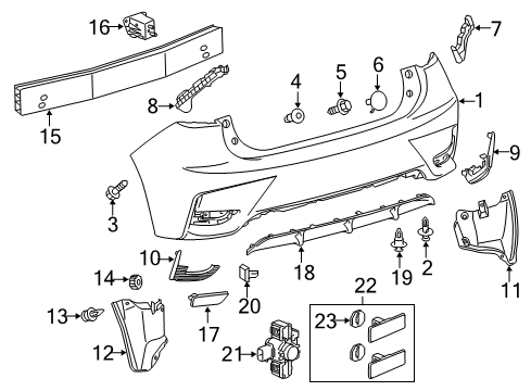2015 Lexus CT200h Rear Bumper Rear Bumper Cover, L/P Diagram for 52159-76904