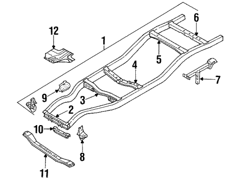 1997 Nissan Pickup Frame & Components Engine Mounting Member Assembly Rear Diagram for 11331-3B400