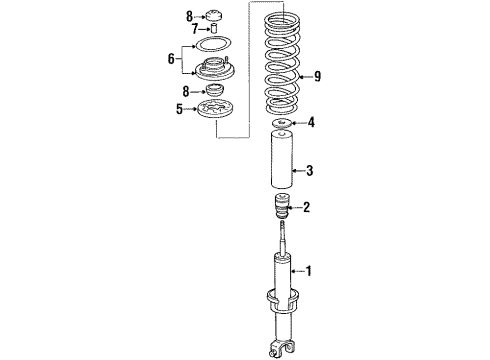 1990 Acura Integra Struts & Components - Rear Spring, Rear (Mitsuboshi Seiko) Diagram for 52441-SK8-A01