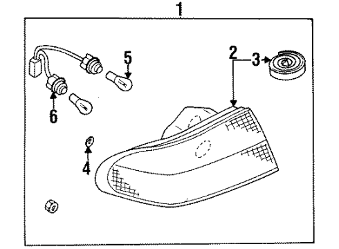 1997 Nissan 200SX Bulbs Rear Combination Lamp Socket Assembly, Left Diagram for 26556-1M110