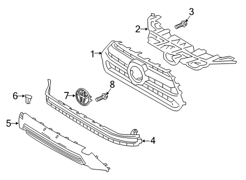 2019 Toyota RAV4 Grille & Components Mount Bracket Diagram for 53115-0R010