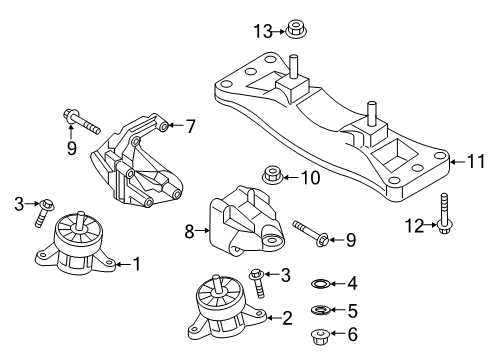 2019 Genesis G70 Engine & Trans Mounting Engine Mounting Support Bracket Diagram for 21825J5200