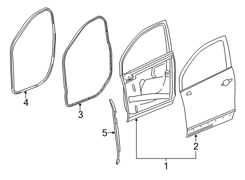 2016 Buick Envision Front Door Weatherstrip On Body Diagram for 23319127