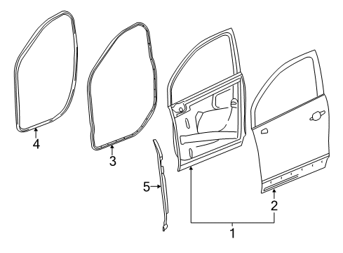 2016 Buick Envision Front Door Door Weatherstrip Diagram for 84011073