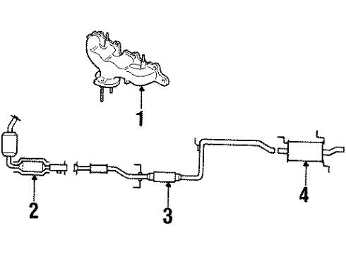 1998 Ford Escort Exhaust Components Muffler & Pipe Diagram for F8CZ-5230-CC