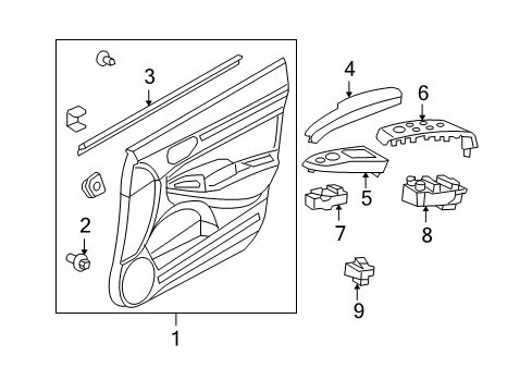 2007 Honda Civic Front Door Armrest, Left Front Door Lining (Pearl Ivory) Diagram for 83580-SNC-A01ZB