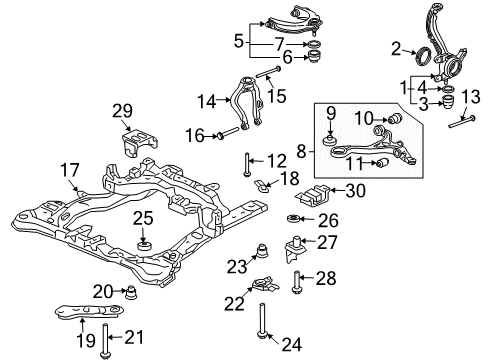 2004 Acura TSX Anti-Lock Brakes Arm, Right Front (Upper) Diagram for 51450-SDA-A01