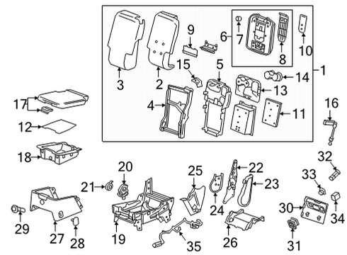 2020 Chevrolet Silverado 2500 HD Front Seat Components Front Cover Cap Diagram for 84245212