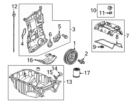 2018 Acura ILX Engine Parts, Mounts, Cylinder Head & Valves, Camshaft & Timing, Variable Valve Timing, Oil Pan, Oil Pump, Balance Shafts, Crankshaft & Bearings, Pistons, Rings & Bearings Pkg, Head Cover B Diagram for 12342-5A2-A01