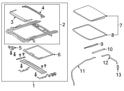 2019 Lexus UX250h Sunroof Housing Assembly, Sun Ro Diagram for 63200-76031-C1