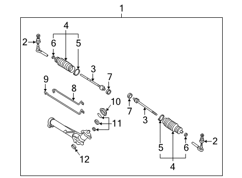 2003 Oldsmobile Alero P/S Pump & Hoses, Steering Gear & Linkage Rod Kit, Steering Linkage Inner Tie Diagram for 26073562