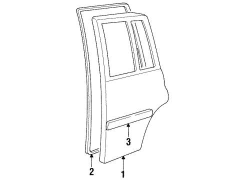 1996 Geo Tracker Rear Door & Components, Exterior Trim Molding, Body Side Rear *Black Diagram for 30015349
