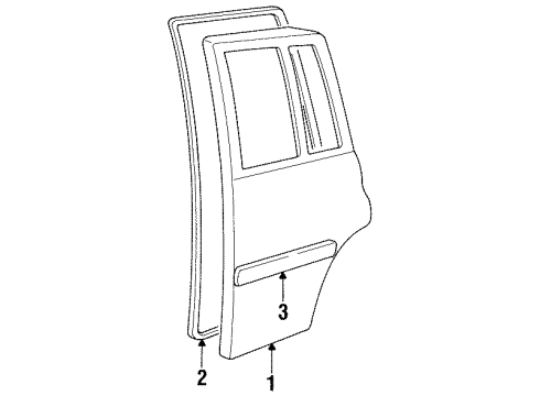 1996 Geo Tracker Rear Door & Components, Exterior Trim Weatherstrip, Rear Door Opening, LH (On Esn) Diagram for 30020012