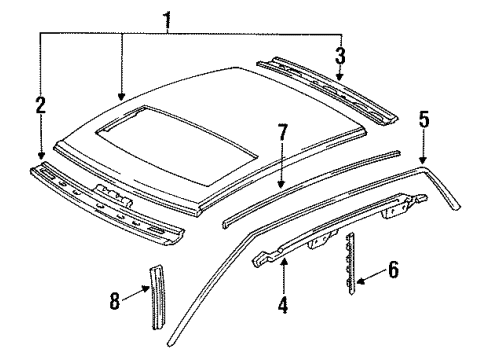 1994 Acura Vigor Roof & Components Molding, Center Diagram for 72525-SL4-000