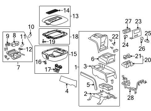 2011 Cadillac Escalade Center Console Rear Cup Holder Diagram for 15133093