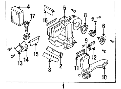 1995 Nissan Quest Air Conditioner Mode Actuator Assembly Diagram for 27141-0B001