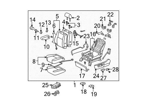 Diagram for 2007 Toyota Sequoia Front Seat Components 