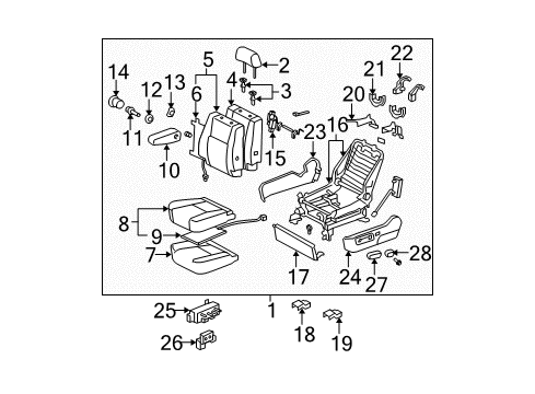 2007 Toyota Sequoia Front Seat Components Cushion Shield Diagram for 71861-0C070-B0