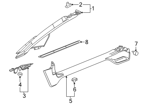 2018 Buick Cascada Interior Trim - Pillars, Rocker & Floor Weatherstrip Pillar Trim Diagram for 39046284