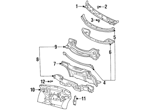 1994 Mercury Villager Cowl Cross Bar Diagram for F3XY1202402A