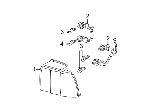 2007 Ford Mustang Bulbs Tail Lamp Assembly Diagram for 6R3Z-13405-A