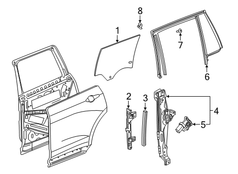 2020 Cadillac XT6 Rear Door Run Weatherstrip Diagram for 84914827