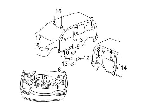 1997 Pontiac Trans Sport Information Labels Label-Accessory Belt Routing Diagram for 10044858