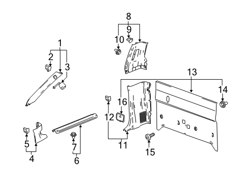 2007 GMC Canyon Interior Trim - Cab Lower Trim Panel Retainer Diagram for 11609864