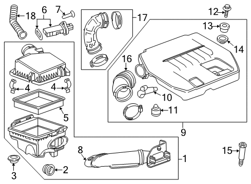 2014 Chevrolet Volt Air Intake Outlet Duct Diagram for 25967724